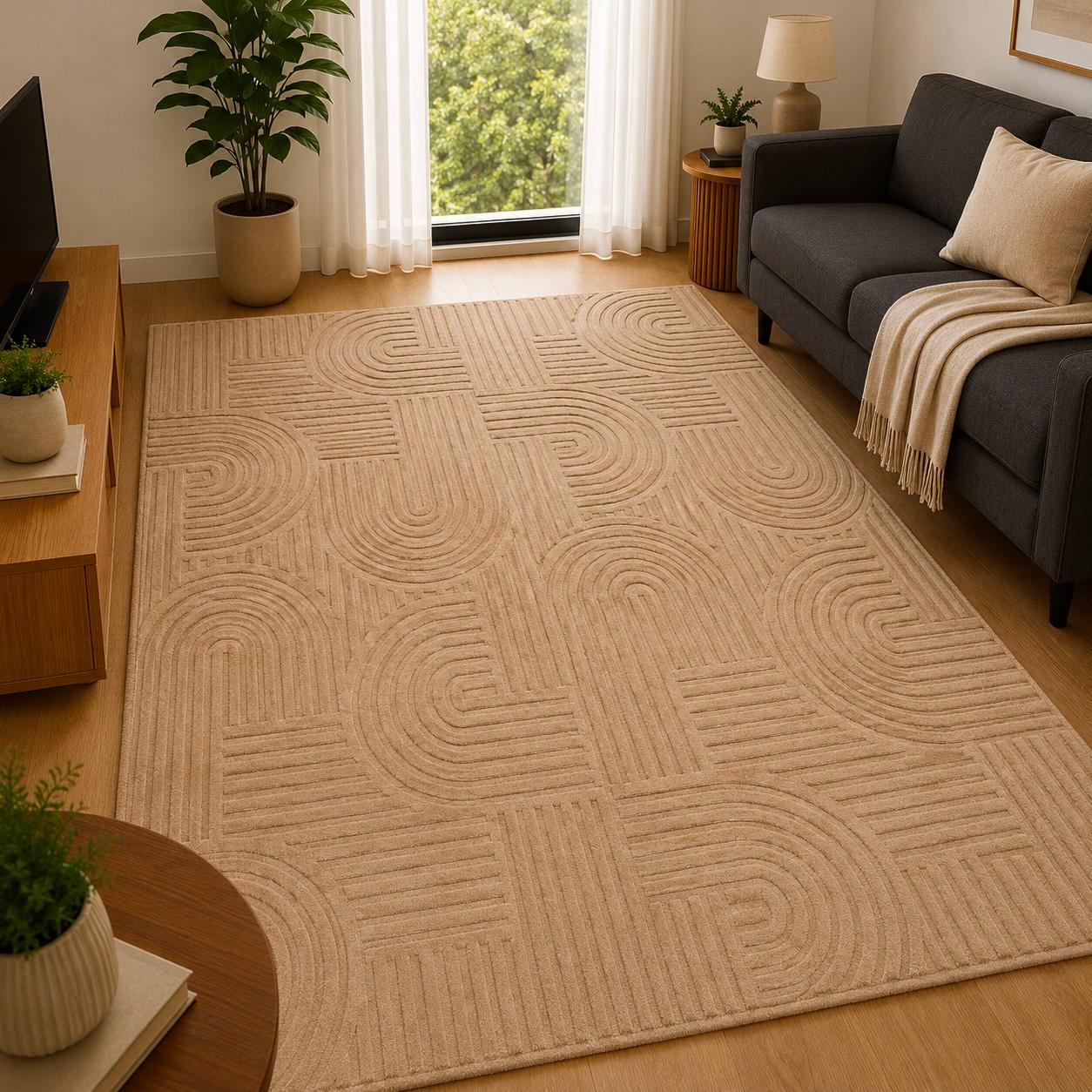 Geo Arch Tæppe 160x230 cm – Teddy Beige