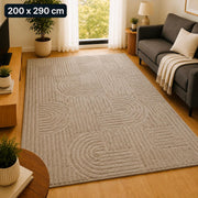Arch Flow Stone Taupe Tæppe 200x290 cm med Reliefstruktur