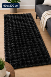Velour Bubble Løber 90x200 cm – Deep Black
