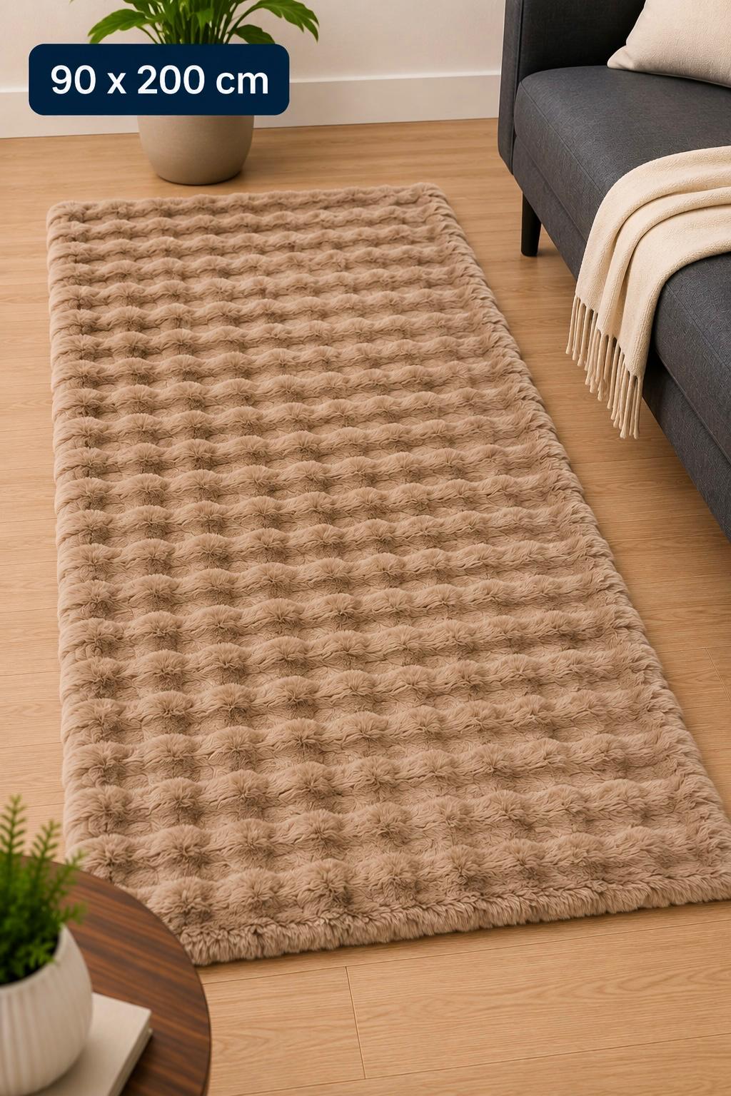 Velour Bubble Løber 90x200 cm – Teddy Caramel