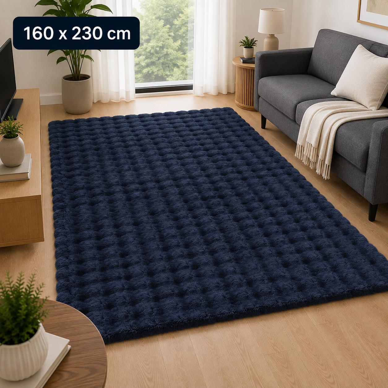 Velour Bubble Tæppe 160x230 cm – Midnight Blue