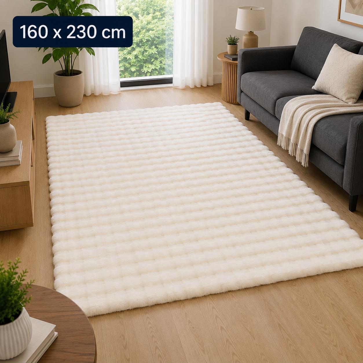 Velour Bubble Tæppe 160x230 cm – Hvid
