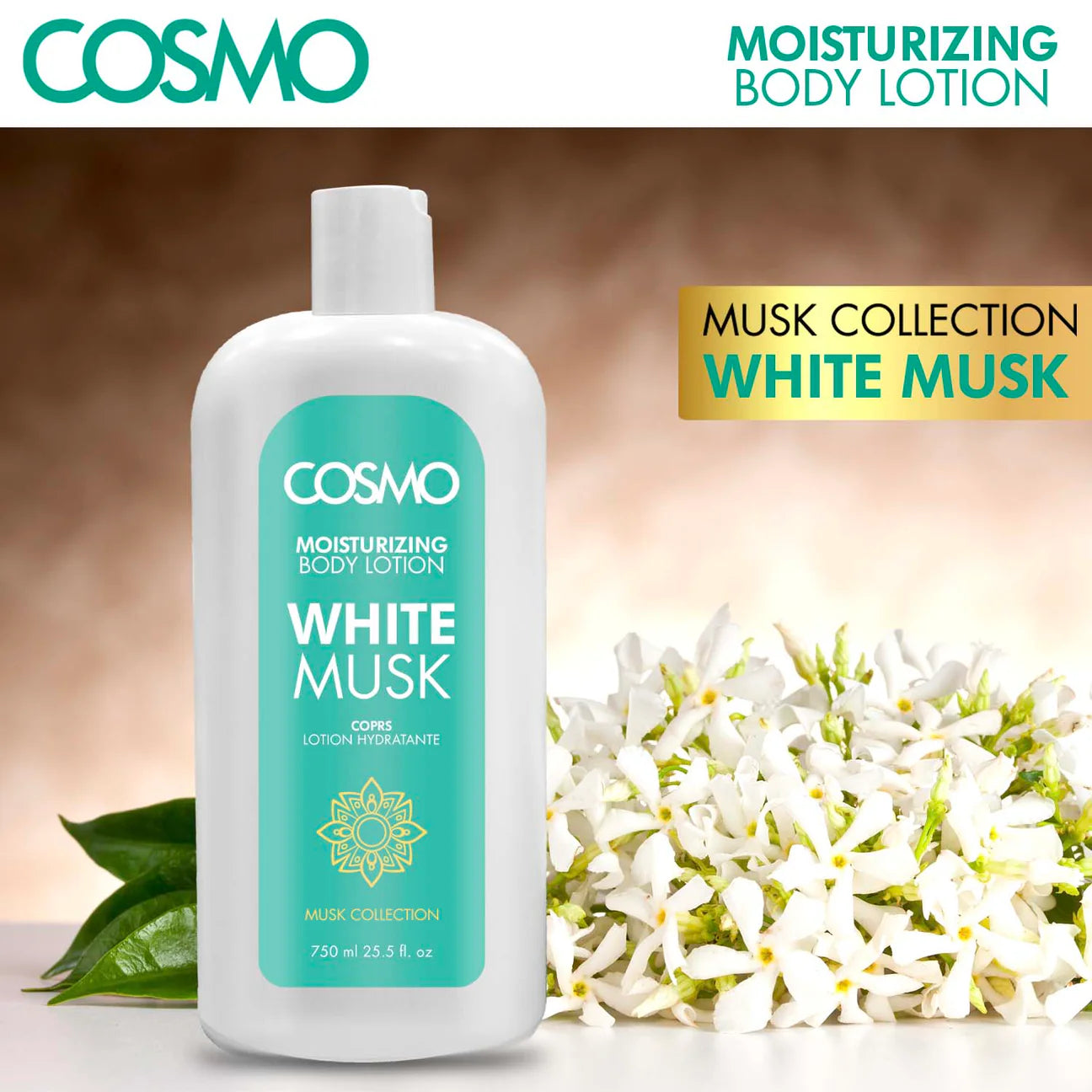 Cosmo 750ml Bodylotion White Musk, Fugtgivende creme