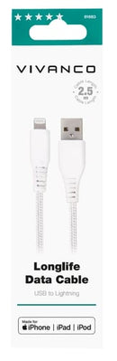 Vivanco Longlife Lightning-kabel 2.5m Hvid   