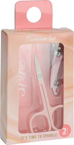 Negleklipper og neglesaks i pink