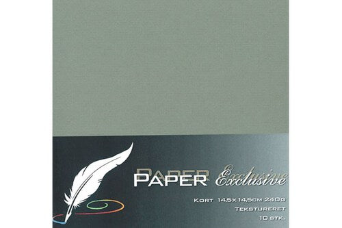 Paper Exclusive Kort 14,5x14,5cm 240g Mørkegrå Tekstureret 10stk. ⎮ 5700130139674 ⎮ VE_013967 