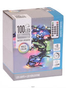 Lyskæde 100 LED Farvet til Batt.   