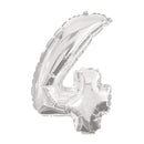 Folie ballon i sølv farve, nr 4, str: 31-33 cm