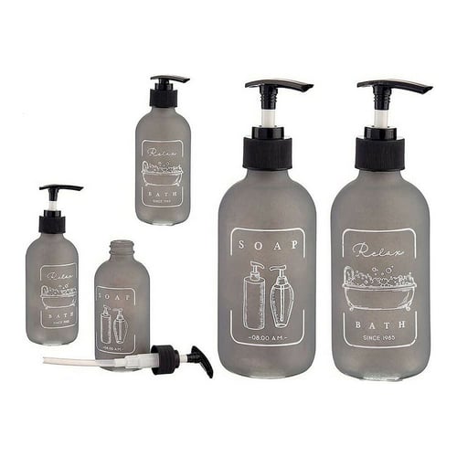 Soap Dispenser Black Grey Glass polypropylene (6,5 x 16 x 6,5 cm)