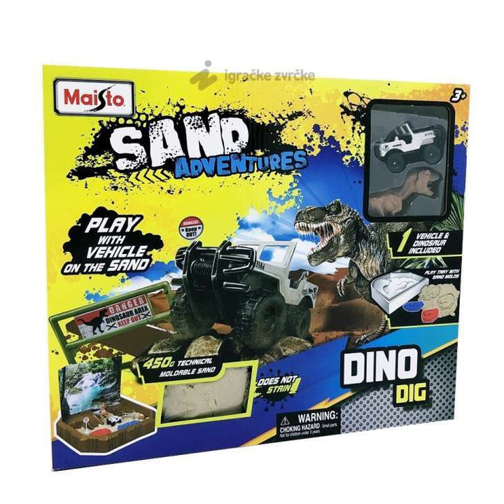 MAISTO Sand Theme - Dino Dig legesæt med 3 biler