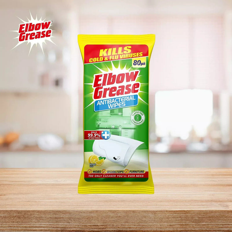 Elbow Grease Anti-Bac Wipes 80pk. Lemon Fresh