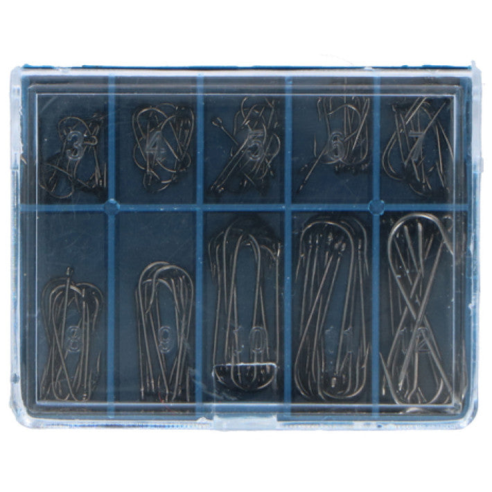 Fish &amp; Active - 100 Fishing hooks in 10 sizes