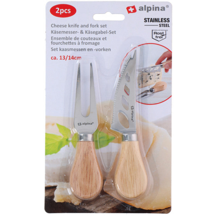 Alpina - Set with cheese knife and fork 13, 14 cm. Stainless steel