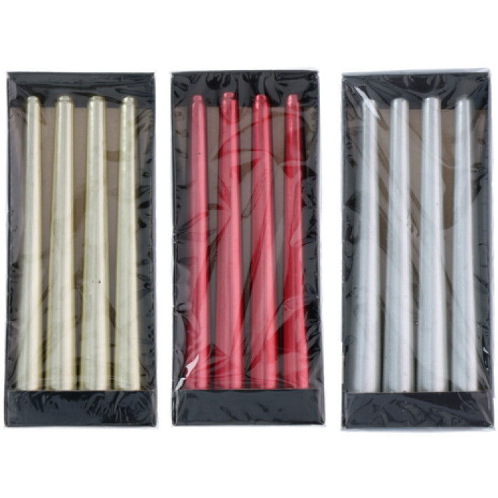 Christmas Gifts - Christmas Candles Metallic Color 4pcs 20cm