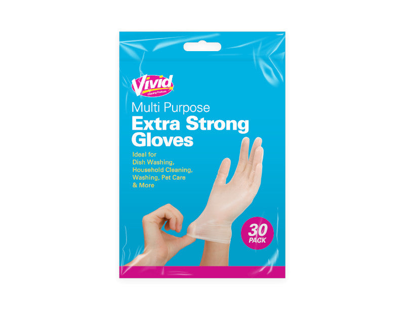 Vivid Multi Purpose Extra Strong Gloves - 30 Pack - Dollarstore.dk