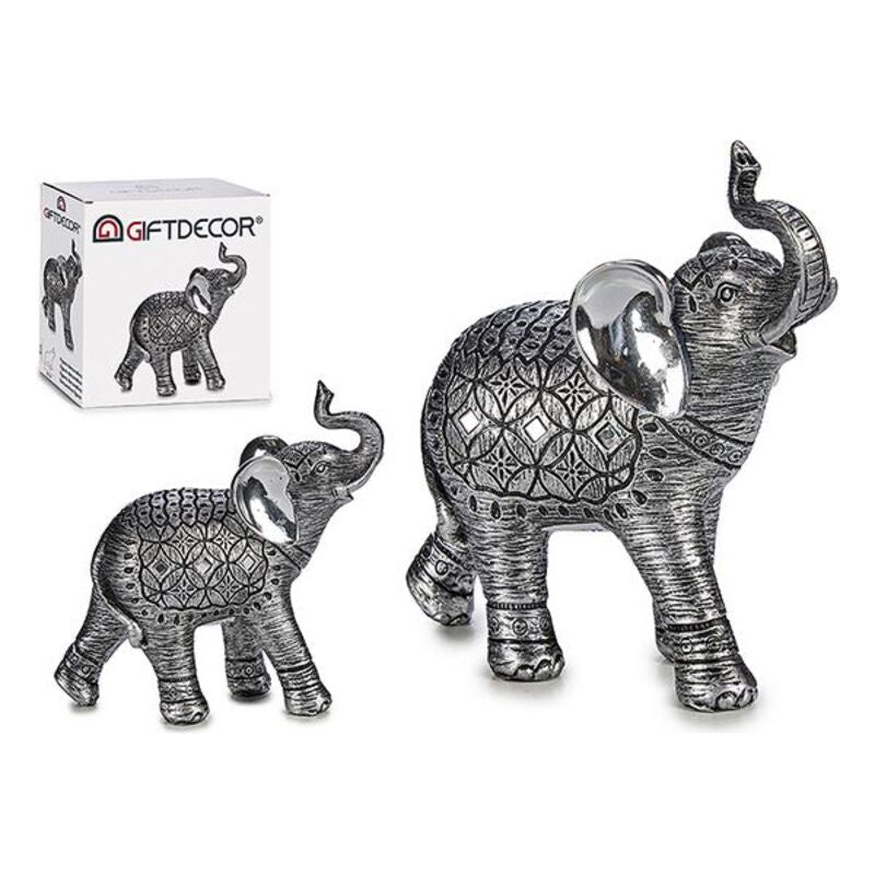 Giftdecor - Elefant baby lavet af harpiks sort/sølv farve 15x14cm