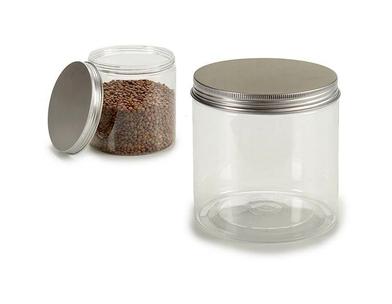 Plastic jar aluminium lid 10x10 cm