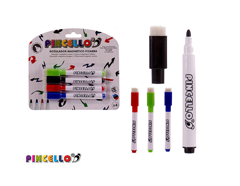 Set 4 markers cover eraser 4 colours