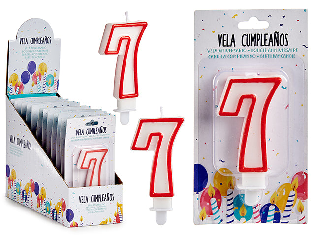 Arparty - 7,5cm Kagelys med tal Nr. 7