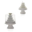 Bryllups stærinlys designet som 3 lags lagkage med flot lerfod - Dollarstore.dk