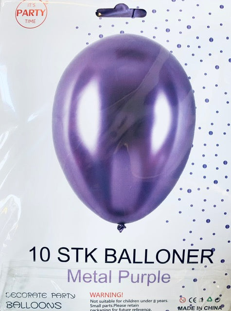 Its Party Time - Metaliske balloner 10stk Lilla 30cm - Dollarstore.dk