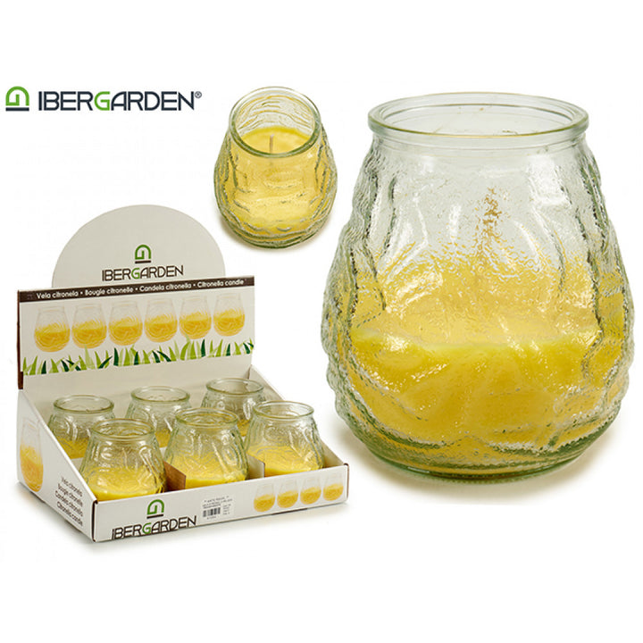 Ibergarden - lys i bølgeglas citronella aroma 20+ timer - Dollarstore.dk