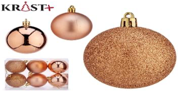 Krist - Christmas baubles Mixture Gold 6cm - 6pcs