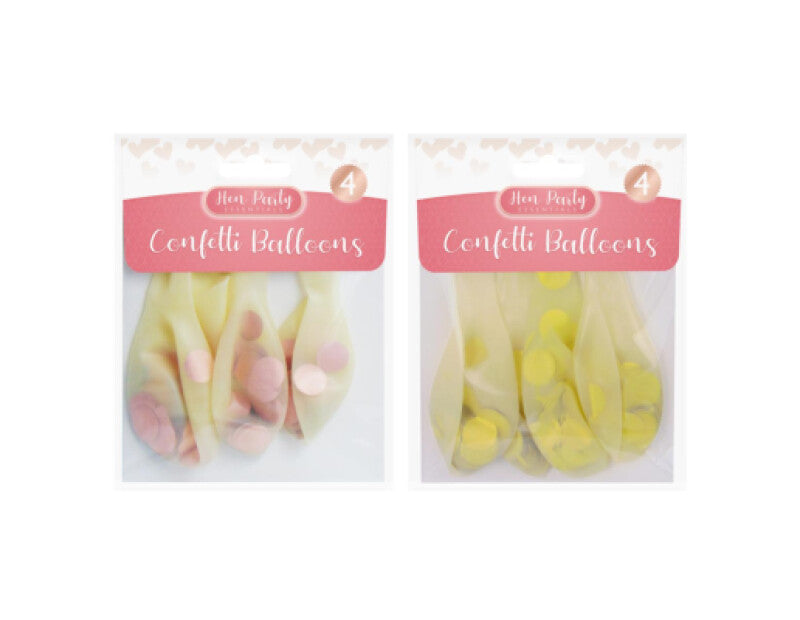 hen party confetti balloons -4 balloons in pack
