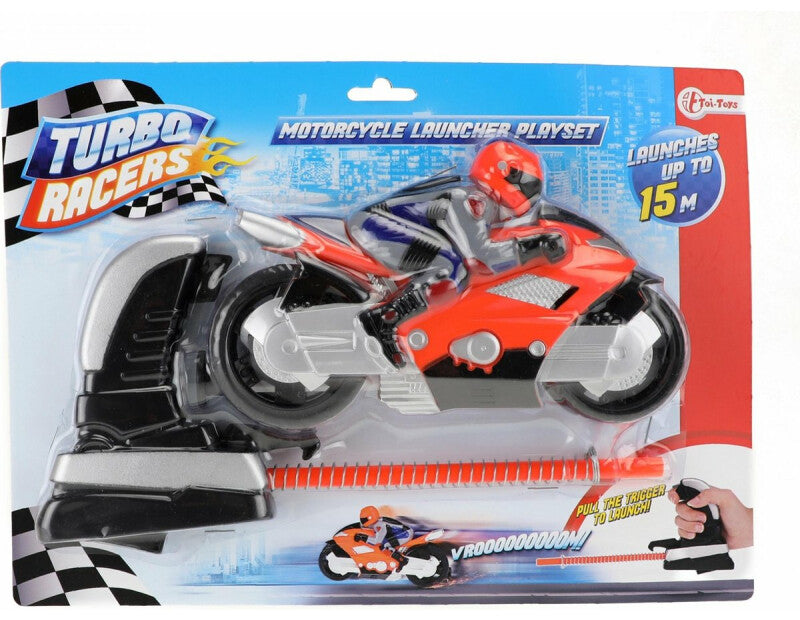 MOTORCYCLE LAUNCHER PLAYSET - LAUNCHES UP TO 10M
