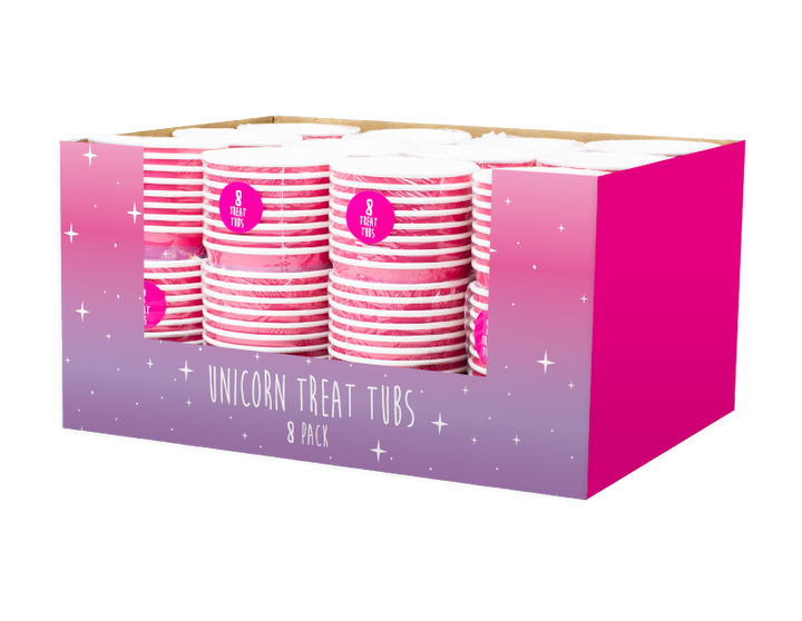 Unicorn Party Treat Tubs - 8 Pakke (Med Pdq) - Dollarstore.dk