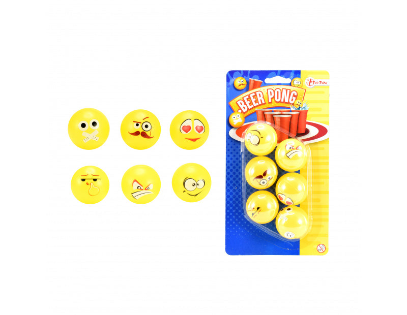 Øl-pong-spilkugler med emoji-print