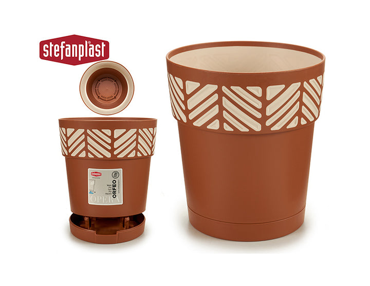 Plastic flowerpot 15 cm orfeo terracotta