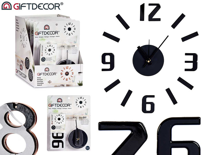 Giftdecor - Vægur stickers i sort farve metalisk ca. 36 cm samlet