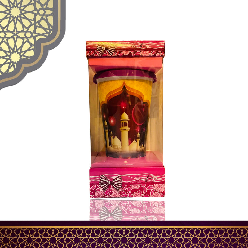 Ramadan - Thermos Mug Ceramic With Silicone Lid In Gift Box - Purple