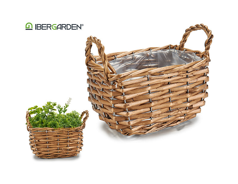 Rectangular willow basket with handles