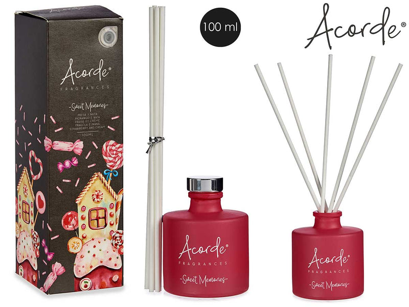 Acorde - Røgelsespinde i glas flydende aroma gaveæske 100ml Jordbær & creme