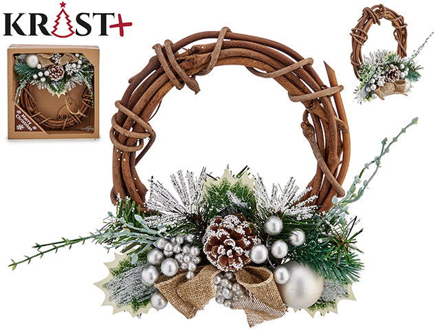 Krist - 20cm Wreath w. Decoration in silver