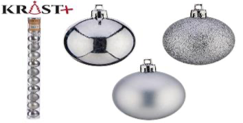 Krist - Christmas baubles rod silver 5 cm - 12 pcs