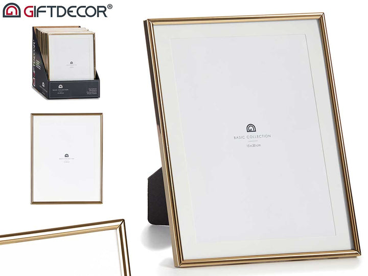 Giftdecor - Fotoramme på fod metalkant guld 15x20cm