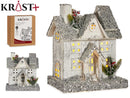 Christ Christmas Scene - Classic Church House w. Silver Glimmer &amp; Light 31cm