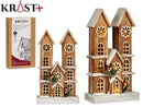 Christ Christmas scene classic - Church with Snow &amp; Lights 42cm
