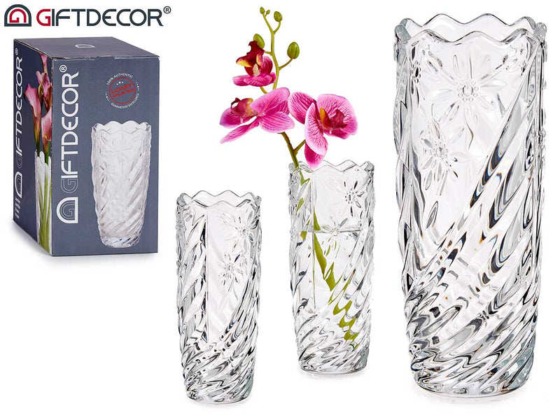 Giftdecor - Glasvase hærdet glas 19,5cm x8cm