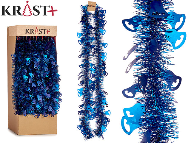 Krist - Garland 200x9cm - Metallic Blue Color With Bell Figure
