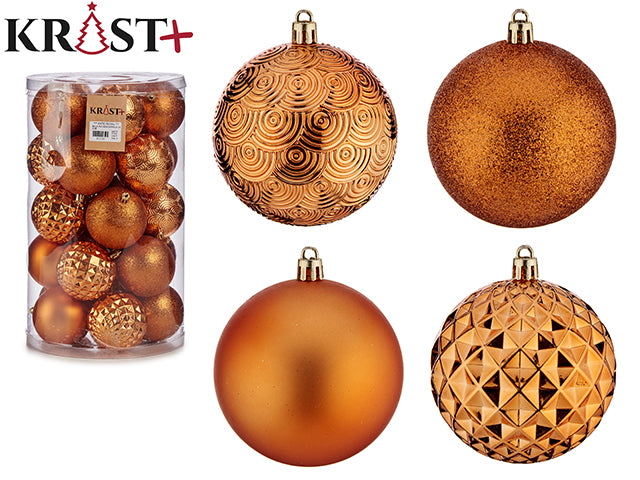 Krist 25pc Christmas bauble set - Orange gold
