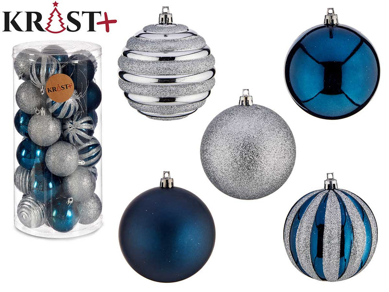 Krist - Set of Christmas baubles mixed 30 pcs a 6 cm Silver to blue