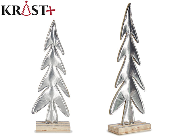 Krist - Silver Christmas tree made of fabric on a wooden base 33cm