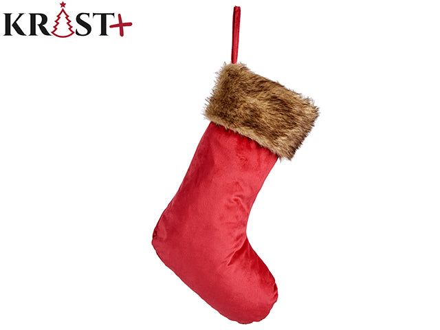 Krist - Velor Christmas Socks - Red Color