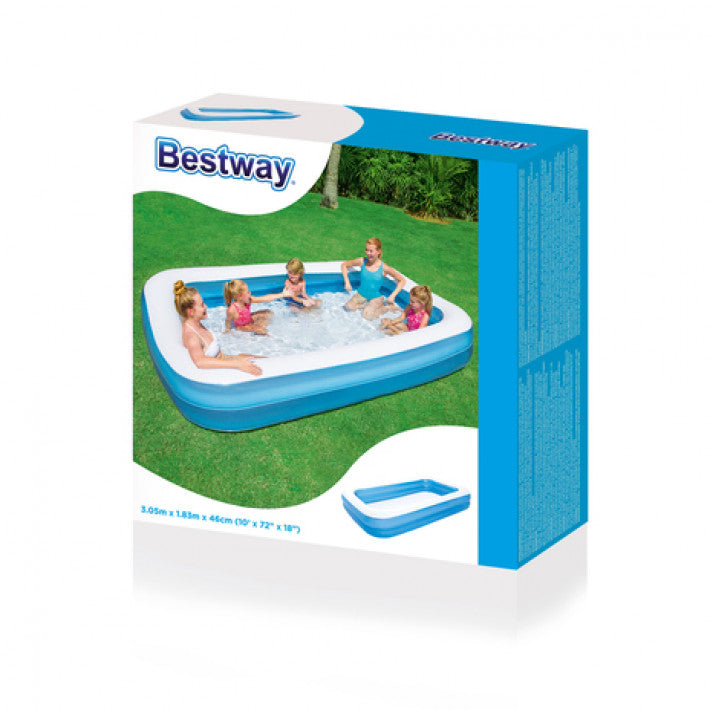Bestway - familiebasin 3,05x1,83x46cm med bredde sidevægge. 850Liter - afløbsventil - reperationslap medfølger 