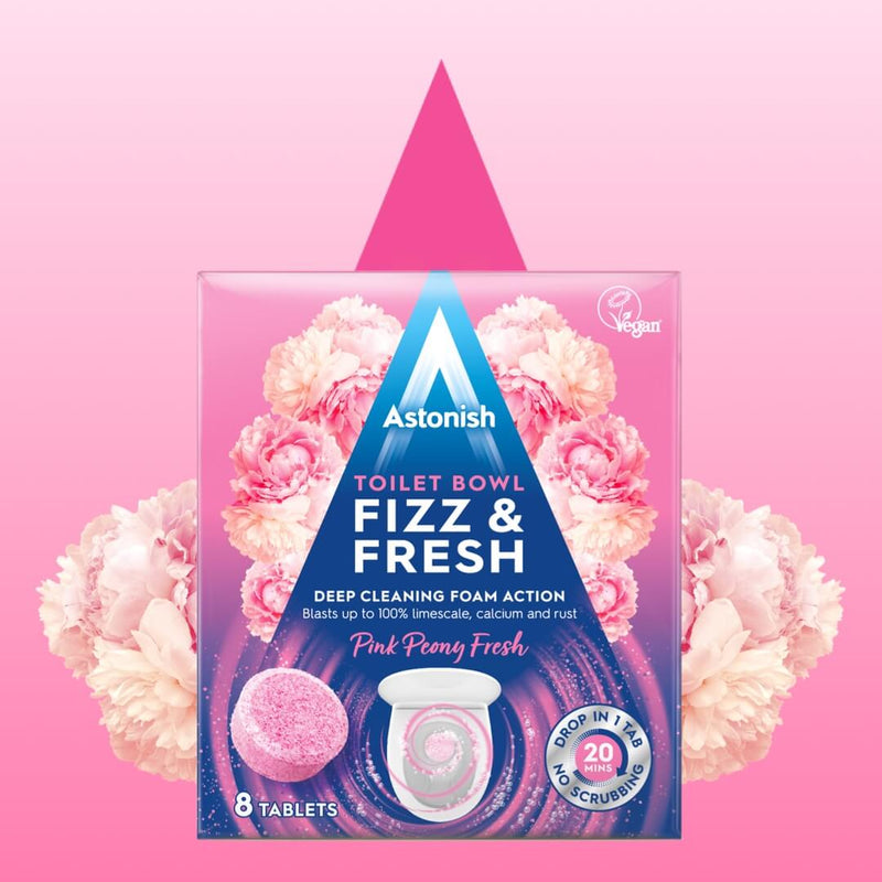 Astonish Toilet Bowl Fizz &amp; Fresh Tabs 8pcs - Pink Peony Fresh
