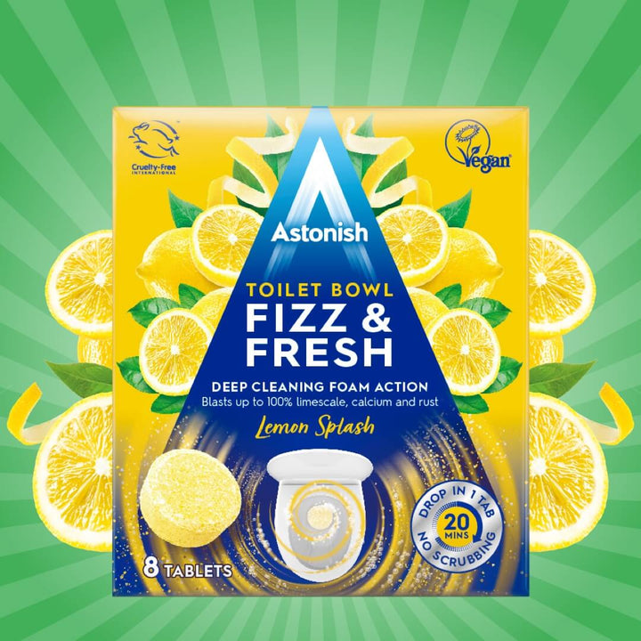 Astonish Toilet Bowl Fizz &amp; Fresh Tabs 8pcs - Lemon Splash